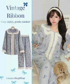 Pyjama Sweet Ribbon Nơ Xanh | 1 nét tiểu thơ trong bộ đồ ngủ