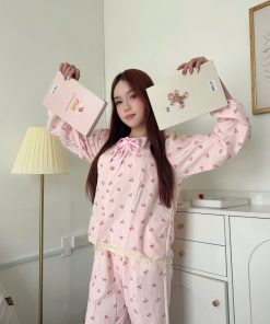 Pyjama Sweet Cherry Nơ Hồng | Lunara Sleepwear 2026